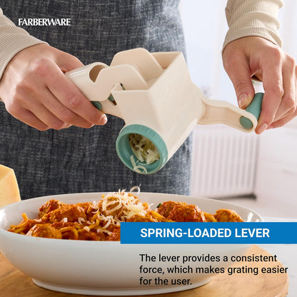 Farberware Professional Rotary Cheese Grater, Durable and Versatile Kitchen Gadget for Effortless Grating, Green