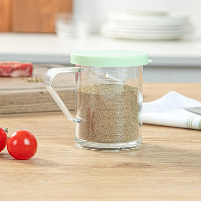 Restaurantware Spice Shaker 1 Count Plastic Shaker, Durable Seasoning Dredge with Yellow Coarse Lid, Clear Shaker for Commercial Kitchens, Pizzerias, and Bakeries