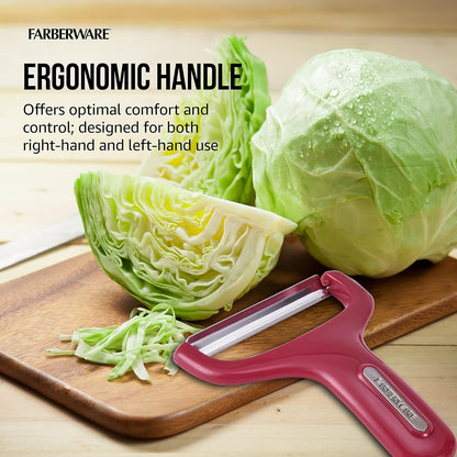 Farberware Professional Large Y Shaped Vegetable Peeler with Stainless Steel Premium Ultra Sharp Blade, 4.53x0.79x5.31 Inch, Berry