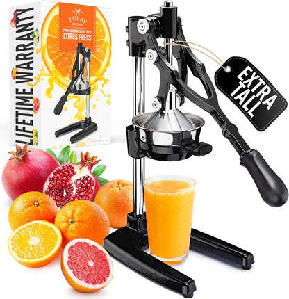 Zulay Kitchen Cast Iron Juicer - Heavy Duty Manual Juicer with Detachable Strainers for Easy Cleaning, Orange Juice Press for Citrus Fruits, Perfect for Bartenders, Juice Lovers & Health Enthusiasts