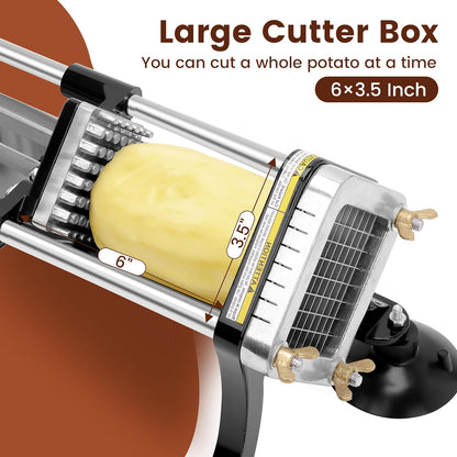 BIEAMA Commercial French Fry Cutter, Potato Cutter with 1/4", 3/8", 1/2" Stainless Steel Blades, French Fries Cutter for Carrots