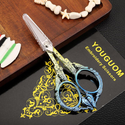 YOUGUOM Sewing Embroidery Scissors, Small Thread Scissor for Craft Artwork Needlework Yarn Knitting Detail Snips, Black Cute Bird Shears