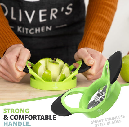 Oliver's Kitchen ® Apple Corer & Slicer - Our Fruit Cutter Is The Easy Way to Get Your 5 a Day - This Time Saving Apple Cutter Effortlessly Slices Fruit - Comfortable Non-Slip Handle - No More Knives!
