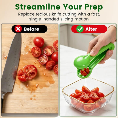 Grape Cutter Tool, 2026 New Grape Tomato Cherry Strawberry Slicer Tools Into 4 Pieces for Vegetable Fruit Salad, Quarter Fruit Slicer Kitchen Gadget (1 pcs)