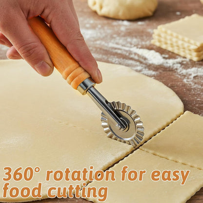 2PCS Ravioli Cutter Wheel, Pastry Cutter Wheel Stainless Steel Pasta Cutters Wheels with Ergonomic Handle Pizza Cutters Wheels for Pasta, Pastry, Dumpling, Noodles for Home and Kitchen - 1.5" Diameter