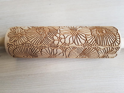 SAKURA TREE Embossing Rolling Pin with Blooming Sakura Flowers Pattern. Dough and Clay Roller for Embossed Cookies Fondant Pottery. Cookie and Ceramic Stamp. Backing Gifts for Women by Algis Crafts
