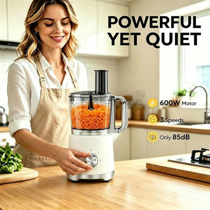 Simple Deluxe Food Processor 10.5 Cup, Multi-Functional Vegetable Choppers Food Grinder with Slicing Shredding Chopping Kneading, Suitable for Smoothie Fruit Dough, 2.6QT, Black