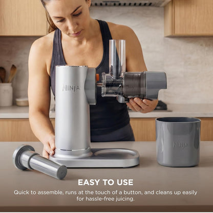 Ninja NeverClog Cold Press Juicer | Powerful Electric Slow Masticating Juicer with Pulp Control | XL Capacity | 24 oz. Juice Jug & 36 oz. Pulp Container | Dishwasher Safe | Charcoal | 150W | JC151