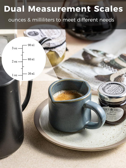 Espresso Cups Ceramic, 200ML Espresso Measuring Cup with Handle, Expresso Shots Cups with Scale, Espresso Accessories, White