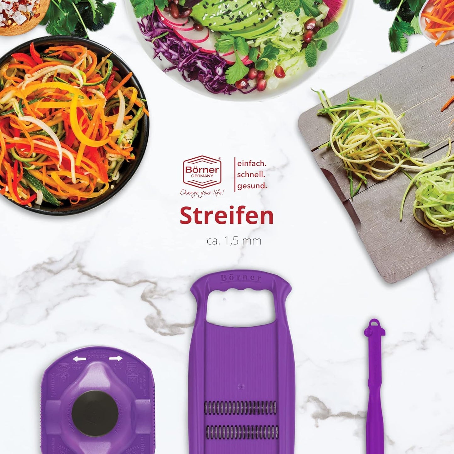 BORNER Roko PowerLine | Vegetable Grater Börner - Quality Made in Germany, Color:Orange