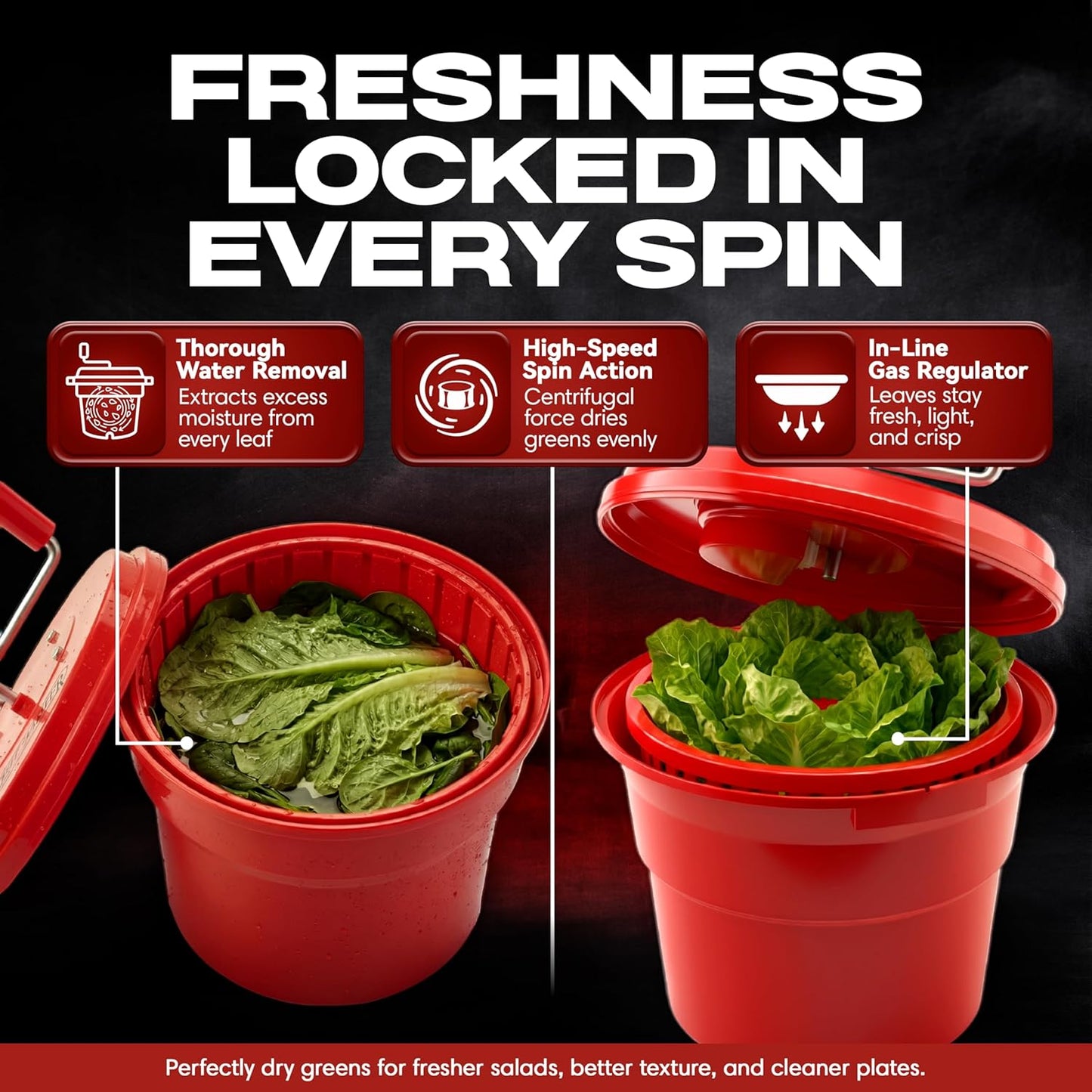 5 Gallon Chef Master Commercial Salad Spinner Dryer – Hand Powered Manual Lettuce Spinner and Fruit Washer Bowl w/ Strainer - Sealed Gearbox, Built In Brake System - Durable Spinner Mechanism - 90005