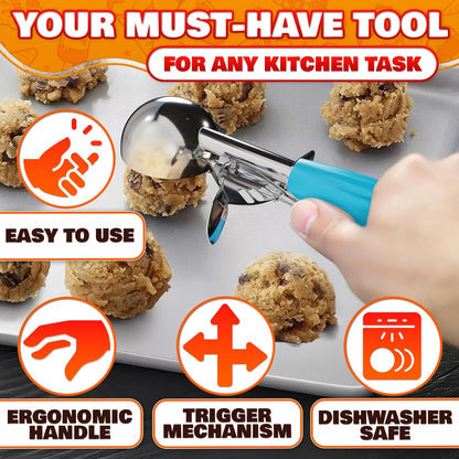 4 oz Ice Cream Scoop with Trigger – 8.74 x 2.75 Size, Ergonomic Handle, #8 Trigger Release Scoop for Ice Cream, Baking, Cookies and Desserts, Easy to Clean, Dishwasher-Safe