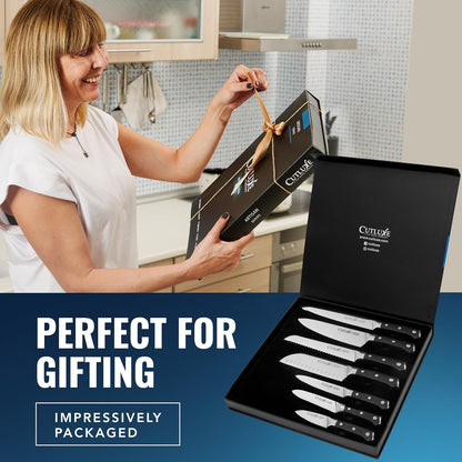 Cutluxe Kitchen Knives, 5 Pcs Chef's Knife Set – Razor Sharp German Steel, Full Tang, Ergonomic Handles – Artisan Series