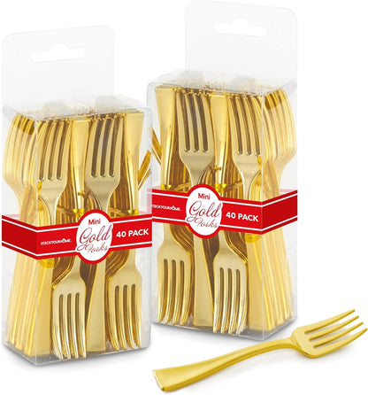 Gold Plastic Mini Spoons Disposable, 4 inch (80 Pack) Tasting Spoon, Dessert Mini spoon for Ice Cream Taster, Small Sample Desserts, Gelato Sampling, Fancy Miniature Pudding, Little Appetizers, Bulk