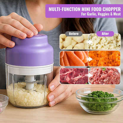 Electric Garlic Chopper, 320ML Portable Veggie Chopper, Rechargeable Vegetable Chopper,Garlic Grinder Masher Onion Chopper, Blender to Vegetable, for Ginger, Nuts,Chili, Fruit, Meat and Spices