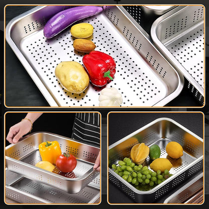 Rectangle Strainer, Stainless Steel Mesh Over The Sink Colander Sink Basket Fine Mesh Strainer Baskets Vegetable Fruit Colander Strainer Kitchen Tools