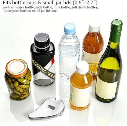Uinxan Bottle & Jar Opener for Weak Hands & Seniors – 5 in 1 for Vacuum Seals, Soda, Small Jar Lids(0.6"-2.7"), Beer Caps, Pull Tabs – Multifunction Portable Tool for Elderly/Women/Men (Silver)