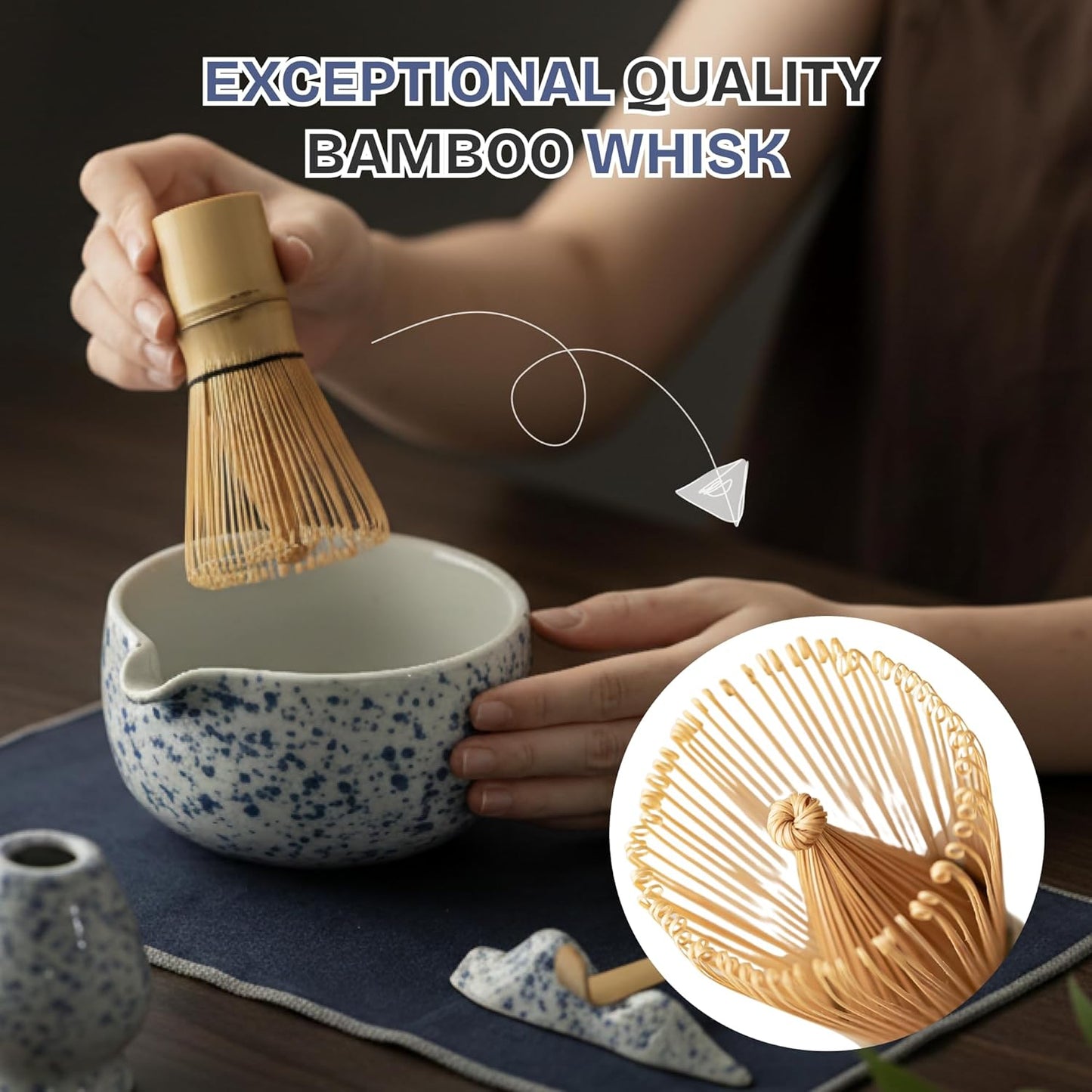 8-Piece Matcha Whisk Set with Bowl, Bamboo Matcha Whisk, Whisk Holder, Scoop & Sifter, Traditional Matcha Kit for Ceremonial Matcha Tea & Lattes, Green