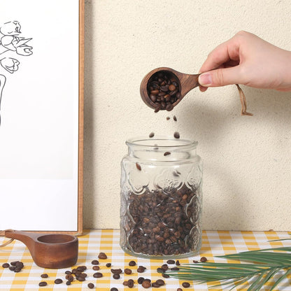 2 Pcs Coffee Scoop Short Handle Wooden Scoops for Canisters 30ml Wooden Measuring Spoons Tablespoon Ground Coffee Measure Scoop for Jars Kitchen Tools Utensils Mixing Stirrer Coffee-Beans, Tea, Sugar