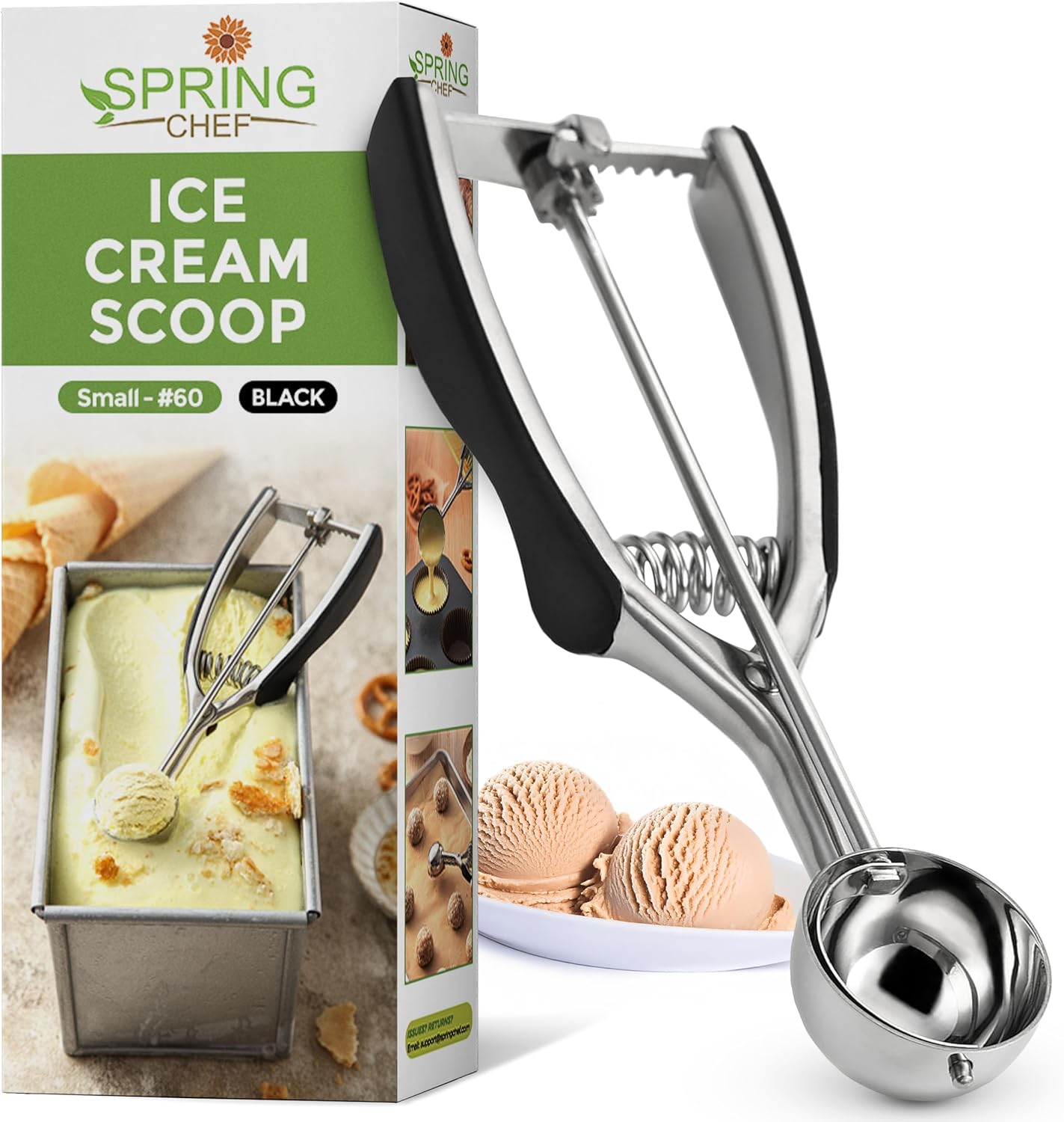 Spring Chef Large #20 Stainless Steel Cookie Scoop for Baking - Melon Baller - Multifunctional 2.93 Tbsp Cookie Scooper with Trigger Release for Ice Cream, Meatball, Cupcake, Muffin - Mint