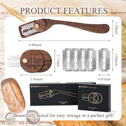 Bench Scraper & Chopper, Stainless Steel Dough Cutter with Wooden Handle, Thick Sharp Blades Pizza Bread Cutter, Multipurpose Kitchen Tool for Baking Cooking