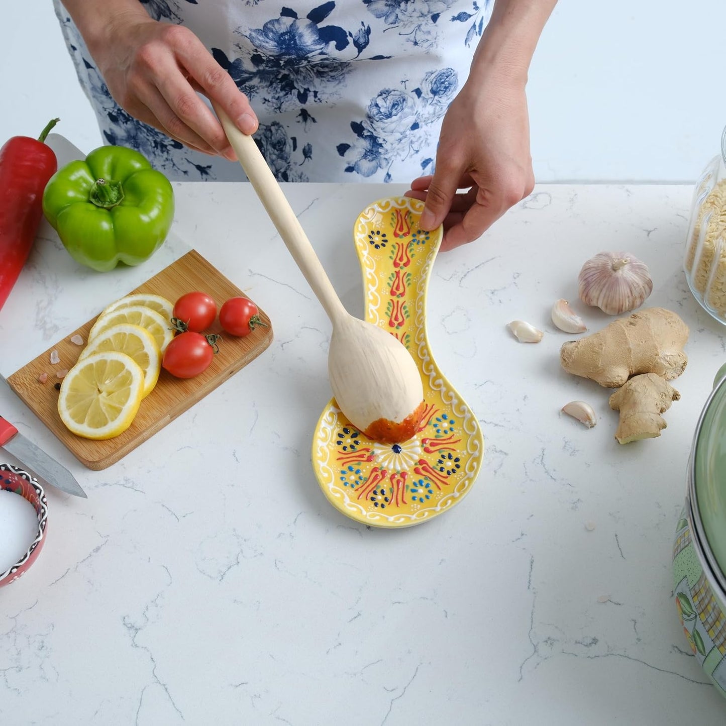 Handmade Spoon Rest, Ceramic Spoon Rest for Stove Top, 10" Spoon Rest for Kitchen Counter, Dishwasher Safe Spoon Holder for Stove, Housewarming Gifts Utensil Rest, Colorful Spoon Rests (Black)