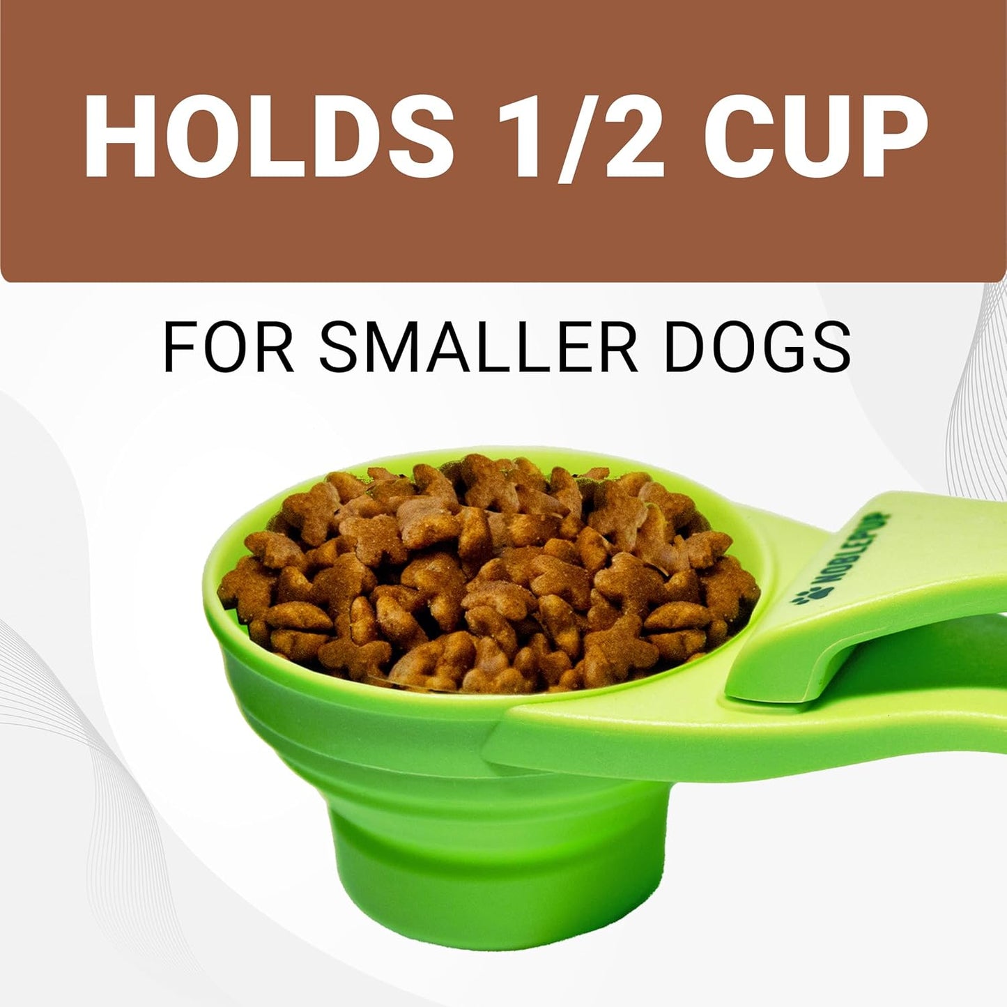 MeasureMate Pet Food Scoops with Bag Clip for Dog and Cat - 3-in-1 Multi-Function Collapsible Food Measuring Cup - 1 Cup Capacity, 8oz, Blue - Dishwasher Safe