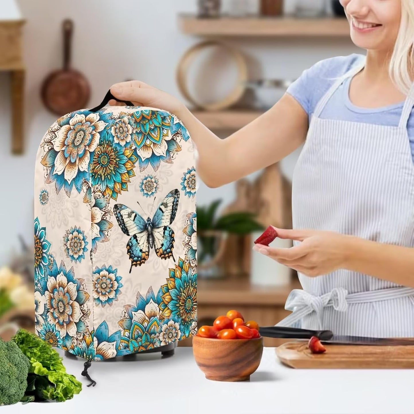 Coffee Pastry Blender Dust Cover with Drawstring Field Stand Mixer or Coffee Maker Cover Anti Fingerprint Polyester Appliance for Home Kitchen Decor