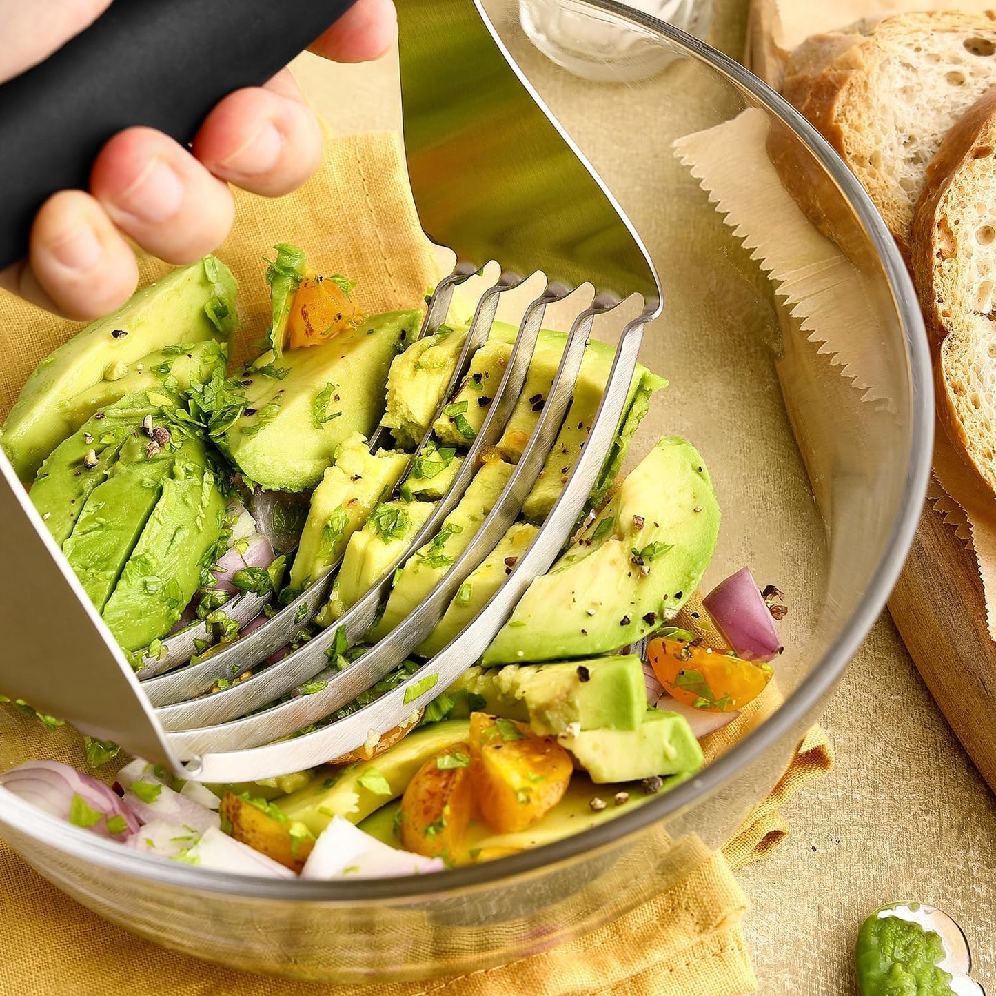 Spring Chef XL Dough Blender Tool For Baking, Heavy Duty Pastry Blender, Stainless Steel Pastry Cutter with Durable Blades, Dough Mixer, Butter Cutter for Easy Mixing, Dishwasher Safe - Aqua Sky