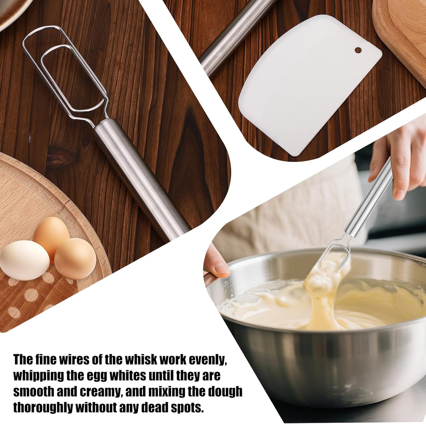 Danish Dough Whisk for Sourdough Starter, 30cm/12in Stainless Steel Dutch Bread Whisk & Dough Hook Mixer Tool Reaches Jar Bottom for Pizza Cooking Baking Dishwasher Safe