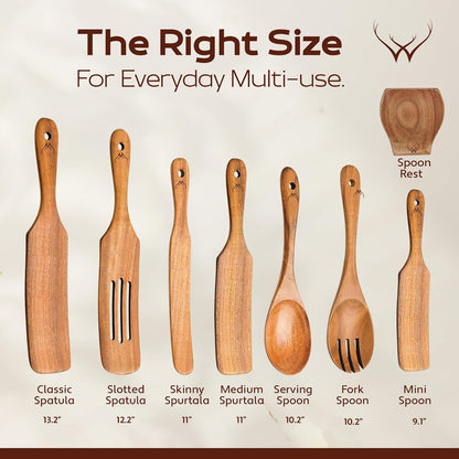 Skinny Spurtle for Sourdough Starter for Baking Tools - 12" Wooden Spurtle for Deep Jar & Dough Whisk - Sourdough bread baking supplies, Teak Wooden Spatula for Cooking