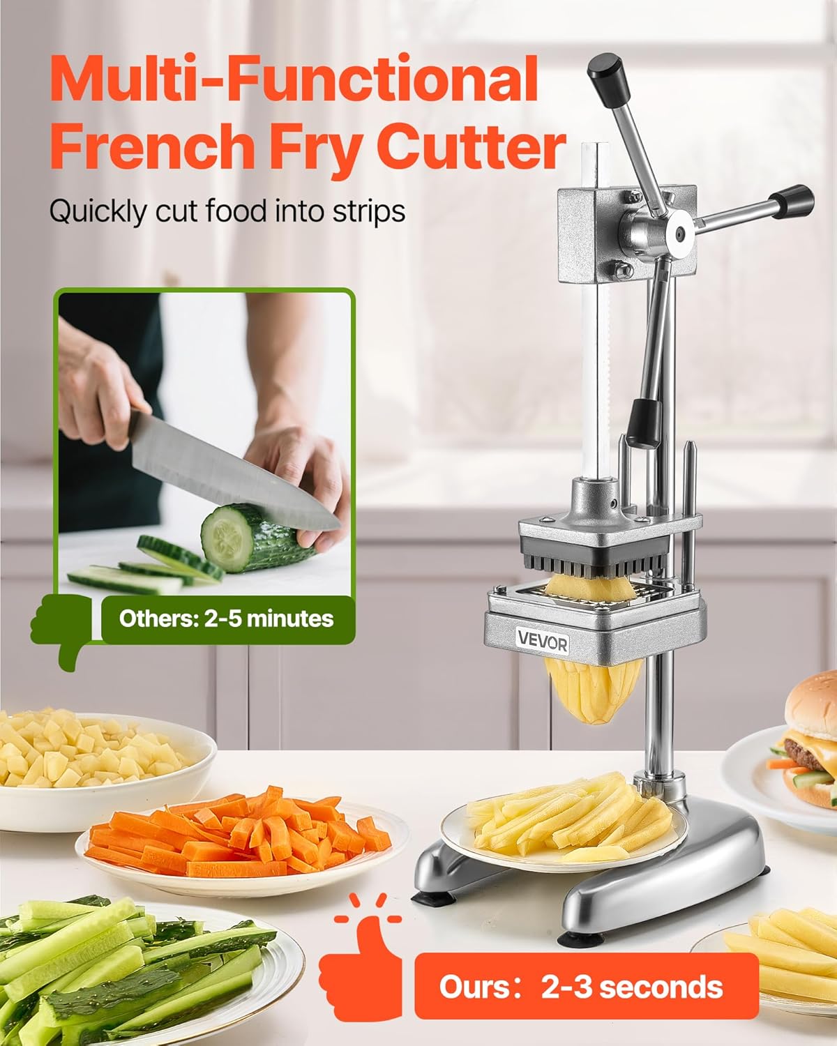 Happybuy 8-Section Commercial Easy Wedger Stainless Steel Blade Fruit Lime Slicer, Lemon Cutter 8 Wedges for Bar Restaurant