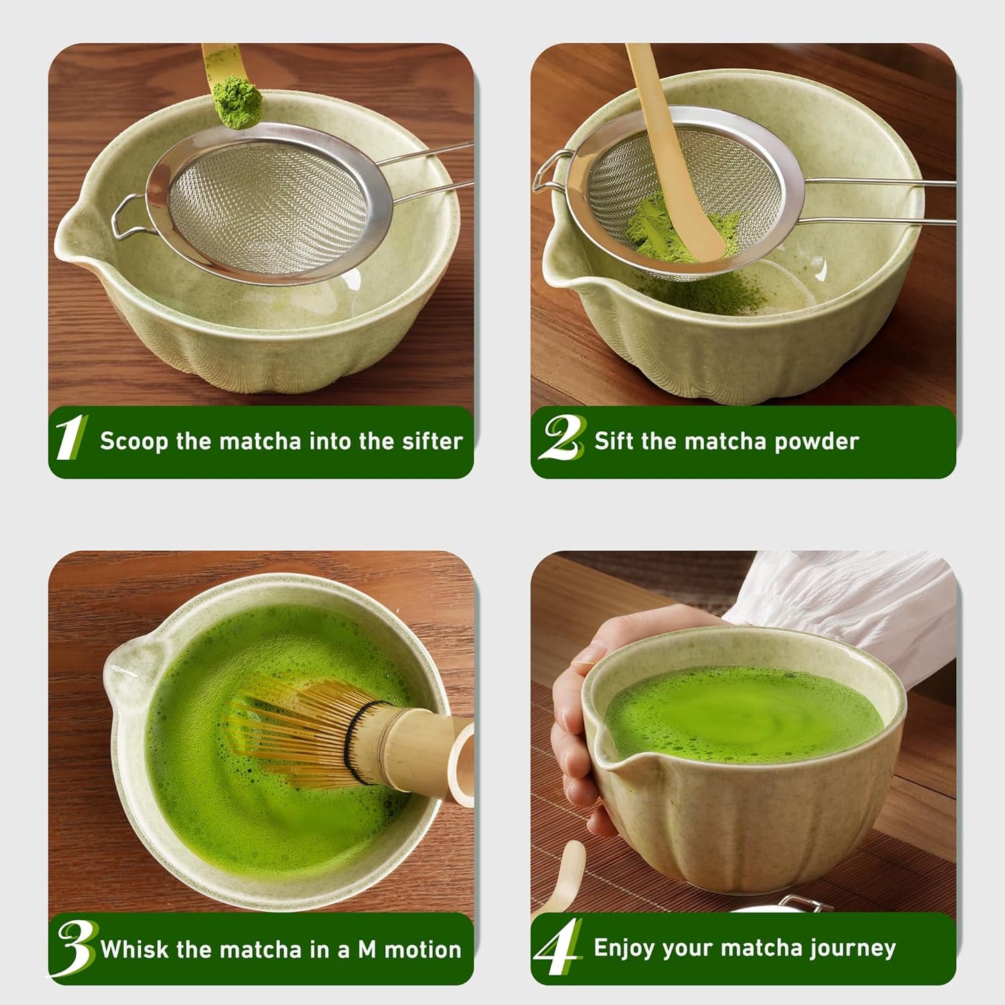 Renmxj Matcha Whisk Set,7 PCS Ceramic Matcha Kit Includes Matcha Bowl with Spout, Matcha Whisk and Holder, Bamboo Scoop, Stainless Sifter, Tea Towel, Unique Gift for Matcha Lovers (Pink)
