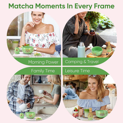 Matcha Whisk Set, 5Pcs Ceramic Matcha Set Includes Matcha Bowl, Matcha Whisk and Holder, Bamboo Scoop and Sifter, Ideal Matcha Bowl Set for Authentic Matcha Tea Experience