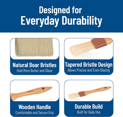 SPARTA Kitchen Basting Brush – 4037300 Basting Brush for Cooking Flat Boar Bristle Brush, Hardwood Handle for Kitchens, Restaurants, Catering, High Heat Food Prep, 1.5in