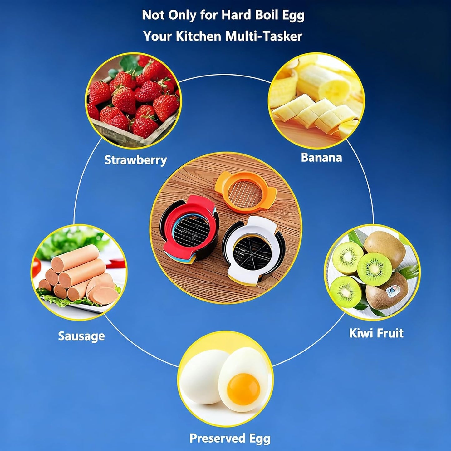 Egg Slicer Cutter Multi-functional Hard Boiled Egg Wedger (2 in 1)