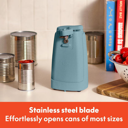 bella Electric Can Opener and Knife Sharpener, Removable Cutting Lever, Cord Storage, Stainless Steel Blade, Sage