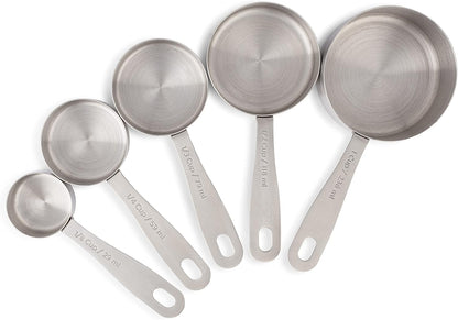 husMait Stainless Steel Measuring Cups & Spoons - 10 Piece Heavy Duty Measuring Cups & Spoons Set for Dry Foods, Spices or Liquids