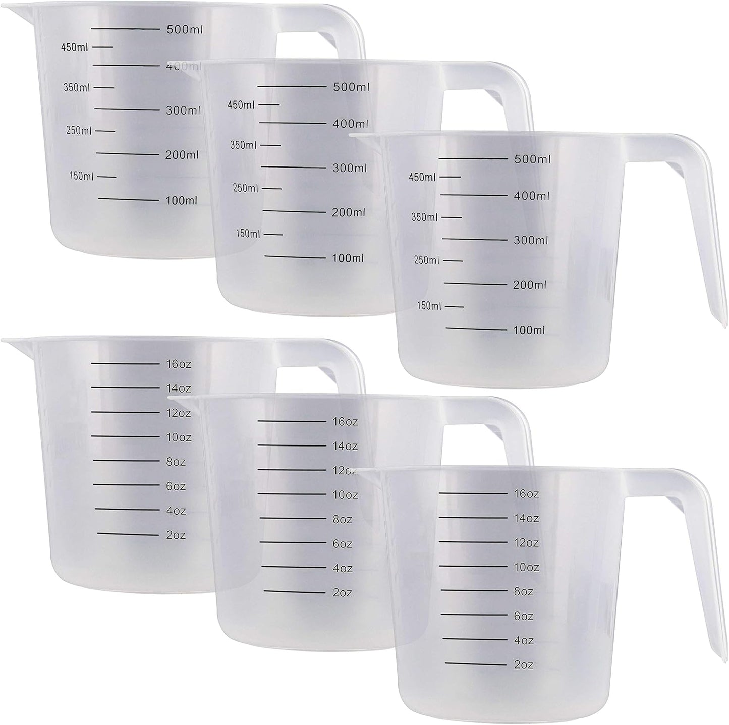 U.S. Kitchen Supply Plastic Measuring Cups with Handles - 8 oz (250 ml) Liquid Measuring Cup Set of 6 - Clear Microwave Safe Kitchen Cups - Measure in mL or Ounces, Measurement Cup for Cooking