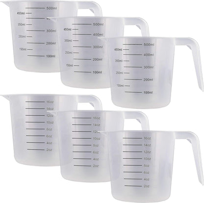 U.S. Kitchen Supply Plastic Measuring Cups with Handles - 8 oz (250 ml) Liquid Measuring Cup Set of 6 - Clear Microwave Safe Kitchen Cups - Measure in mL or Ounces, Measurement Cup for Cooking