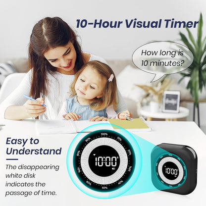 PERSUPER Visual Timer for Kids, 10 Hours Countdown/Up, with Rechargeable, 3 Volume Levels, 3 Brightness Display, and Magnetic, Homeschool Study Tool, Large Digital Timers for Classroom, Kitchen