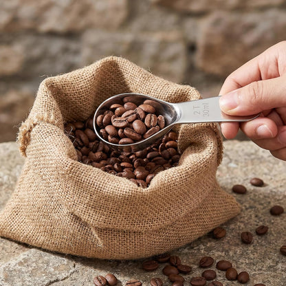 2Pcs Coffee Scoop for Ground Coffee, 18/8 Stainless Steel Coffee Tablespoon Measuring Spoon with Short Handle, Coffee Bean Scoop (Silver, 30ML)