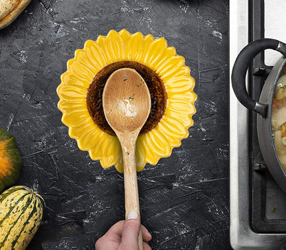 Sunflower Shaped Ceramic Spoon Rest - 2 PCS for Stove Top & Counter