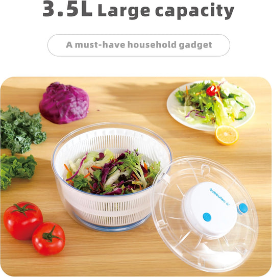 Subbuteo Electric Salad Spinner 4Qt – Rechargeable Lettuce Washer & Vegetable Dryer with 2+ Month Battery Life, Type-C, Detachable Parts, Spin Dry Kitchen Gadget for Greens Herbs Berries