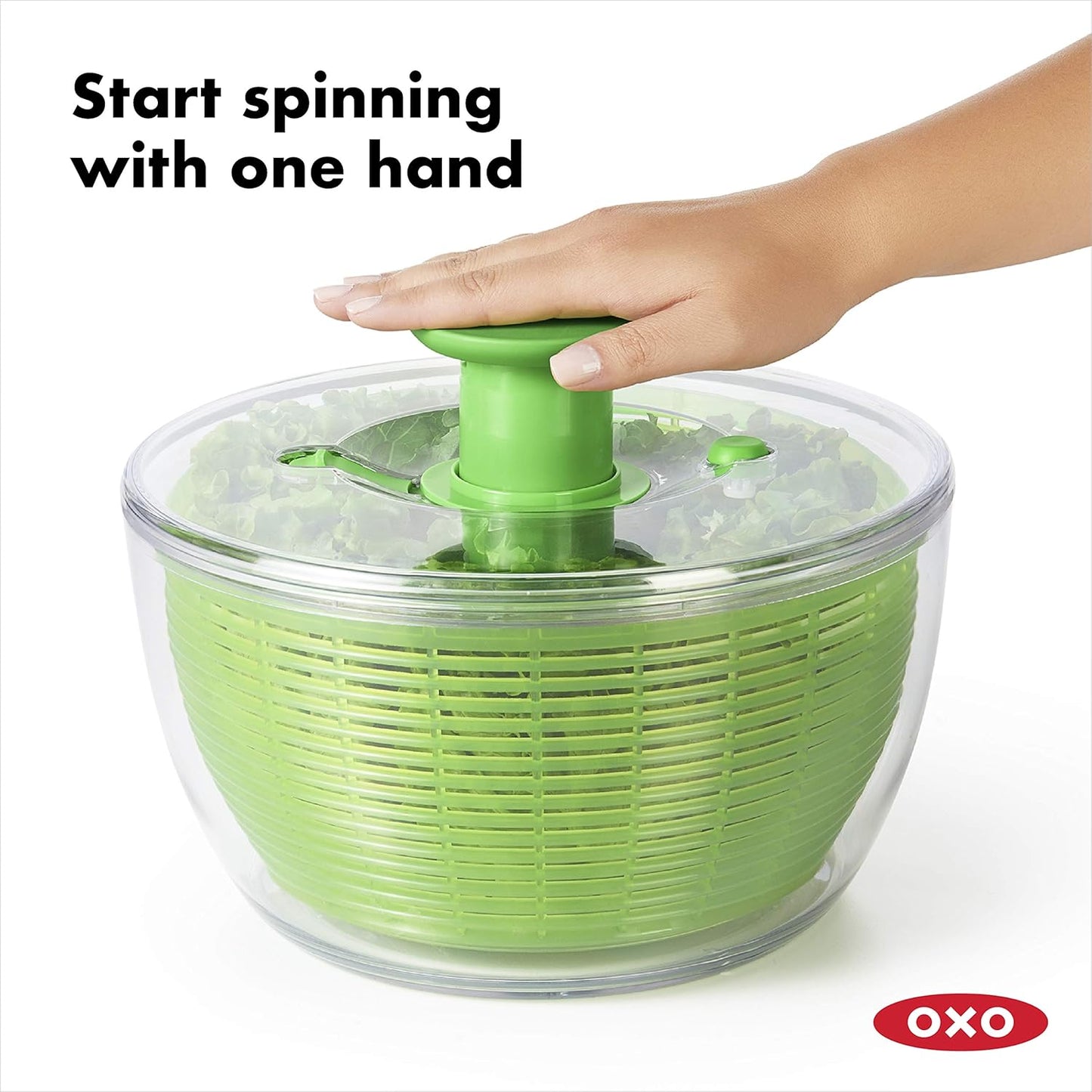 OXO Good Grips Salad Spinner,Green, Large & Good Grips Stainless Steel Scraper & Chopper