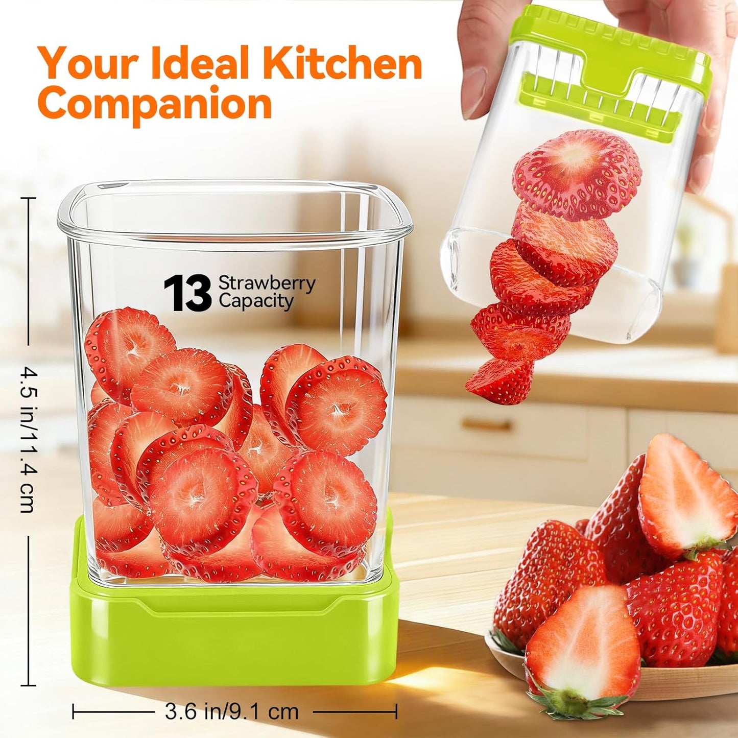 Fruit Slicer Cup for Strawberry, Banana, Hard-Boiled Egg - Detachable Cutter with Push Plate - 304 Stainless Steel Blade - Rapid & Safe Slicing Kitchen Gadget for Quick Meal Prep (Black)