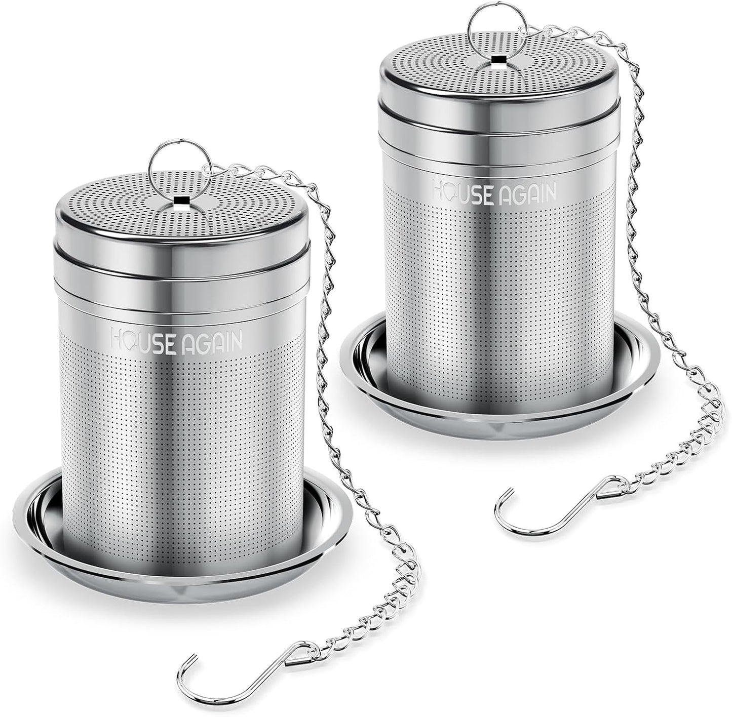 House Again Tea Infusers, Extra Fine Mesh Tea Strainers for Loose Tea, Updated Slim Threaded Lid & 304 Stainless Steel, Loose Leaf Tea Steeper for Brew Tea Spices & Seasonings