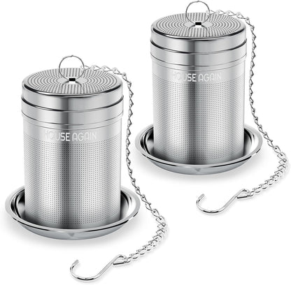 House Again Tea Infusers, Extra Fine Mesh Tea Strainers for Loose Tea, Updated Slim Threaded Lid & 304 Stainless Steel, Loose Leaf Tea Steeper for Brew Tea Spices & Seasonings