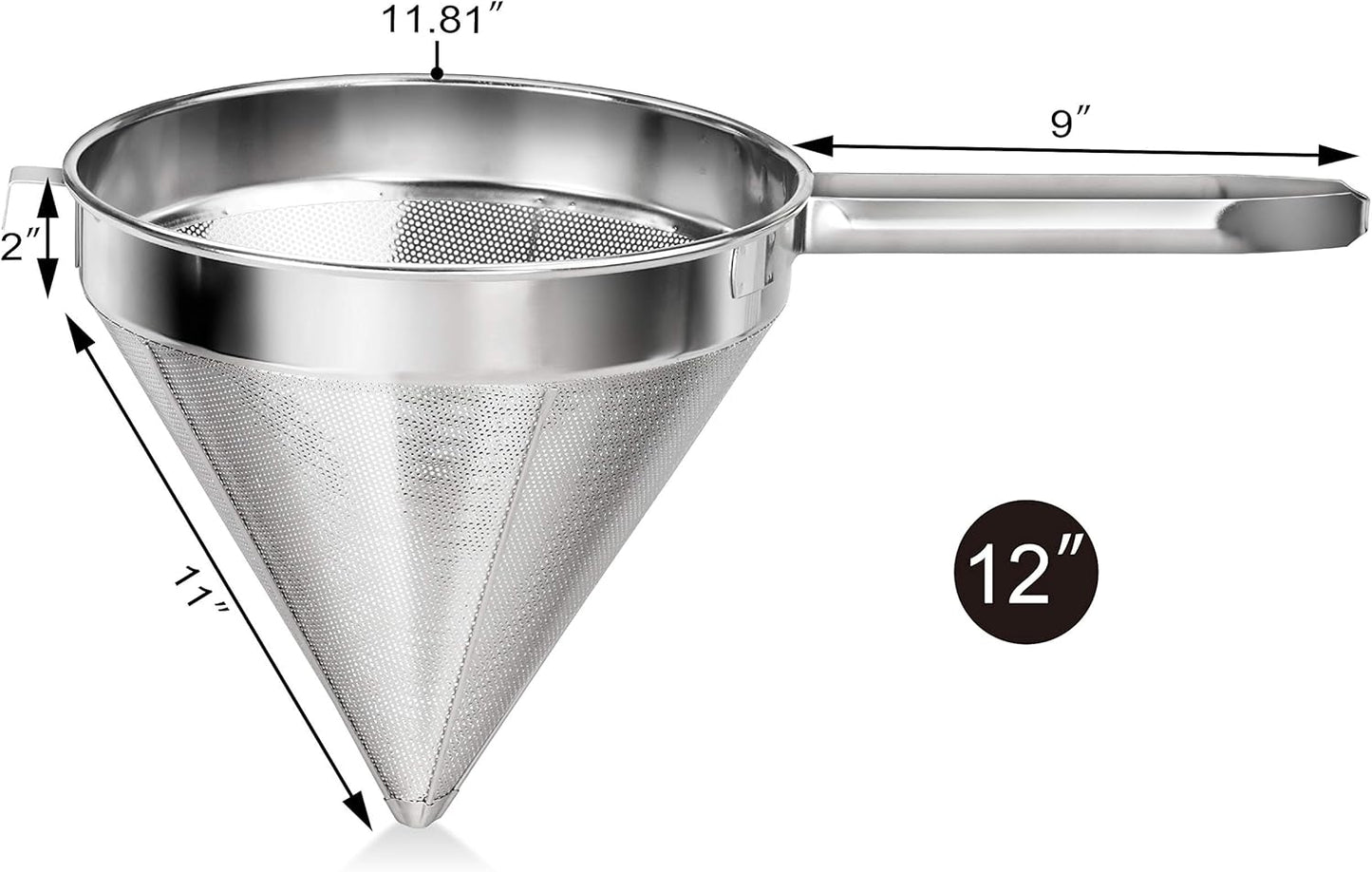 New Star Foodservice 537478 18/8 Stainless Steel China Cap Strainer (7-Inch, Fine Mesh)
