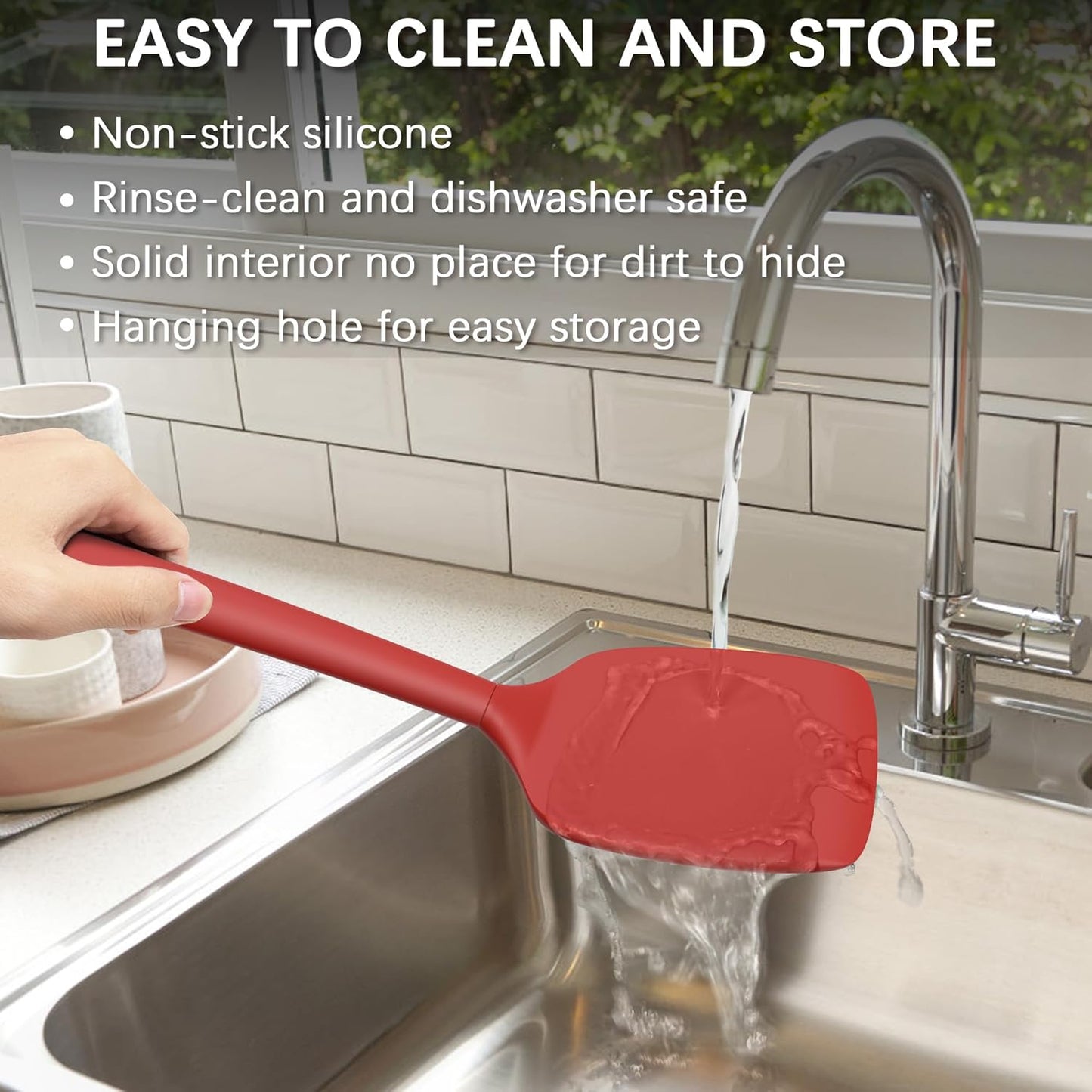 Coukre 2 Pack Silicone Spatula Set, High Heat Resistant, BPA Free Kitchen Spatula, Solid & Slotted Turner for Non-Stick Pans, Sautéing, and Flipping (2, PureBlack)